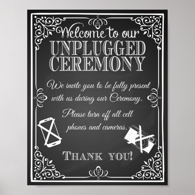 Wedding chalkboard "unplugged ceremony" Print (Front)
