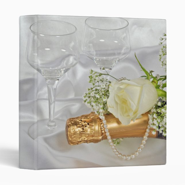 Wedding Champagne and Roses 3 Ring Binder (Front/Spine)