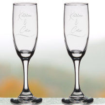 Wedding Champagne or Wine Etched Glassware
