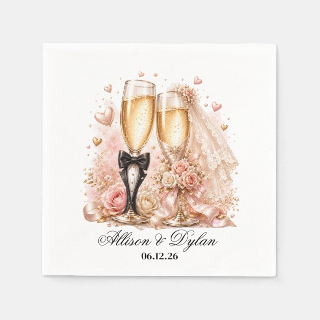 Wedding Champagne Paper Napkins (Front)