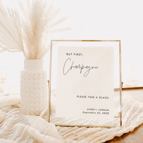 Wedding Champagne Sign Modern Minimalist Sign