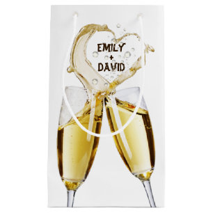 Wedding Champagne Toast Bubbly Heart Small Gift Bag