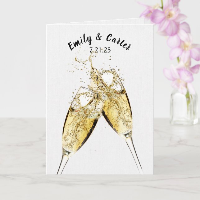 Wedding Champagne Toast On White Card (Orchid)