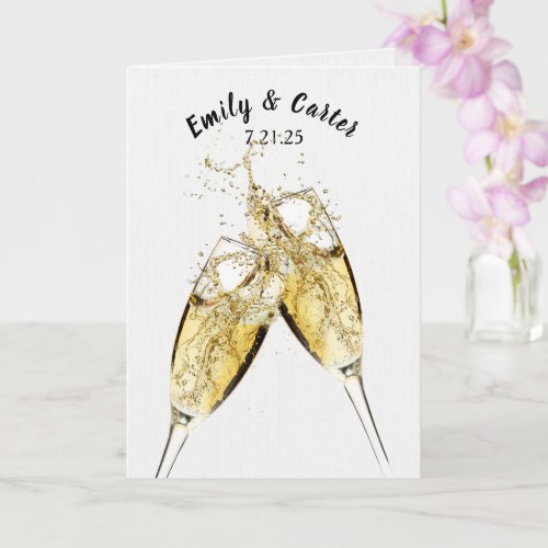 Wedding Champagne Toast On White Card