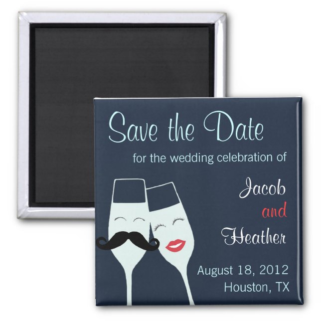 Wedding Champagne Toast Save the Date Magnet (Front)