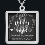 Wedding Chandelier Anniversary Necklace<br><div class="desc">Keepsake Necklaces Choose either Silver Plated Gold Finish or Sterling Silver Unique Personalized Custom !st Christmas Gift Wedding Keepsake Wedding Party Necklaces - to change background color - click customize - click edit - choose last tool in drop down menu and choose from one of the colors shown or enter...</div>