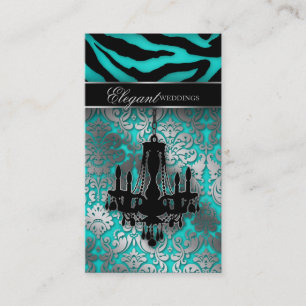 Wedding Chandelier Event Planner Blue Silver Business Card