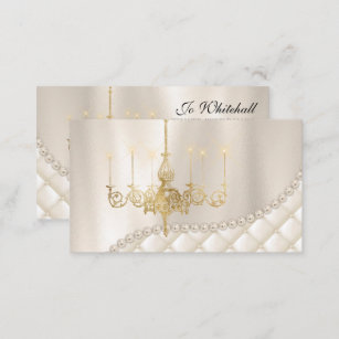 Wedding Chandelier Lighting Pearls Elegant Vintage Business Card