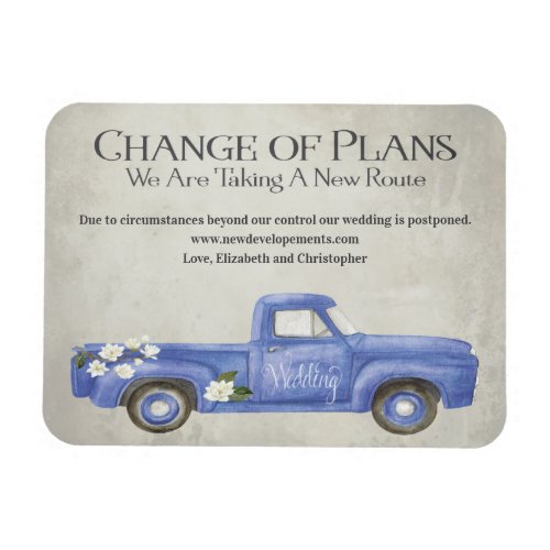 Wedding Change Of Plans Blue Vintage Truck Magnet