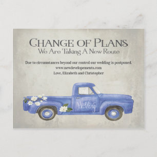 Wedding Change Of Plans Postponed Blue Truck Postcard