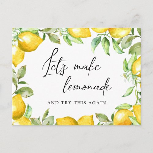 Wedding Change the Date Lemons Blossom Postcard