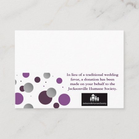 Wedding Charity Favor Card & Place Setting
