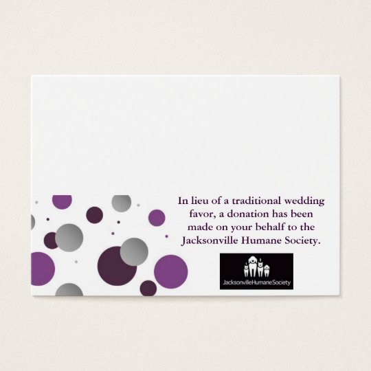 Wedding Charity Favor Card & Place Setting