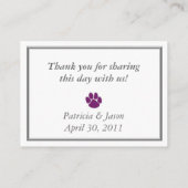 Wedding Charity Favor Card & Place Setting (Back)