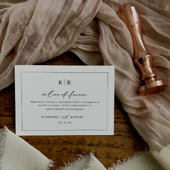 Wedding Charity In Lieu Of Favors Enclosure Card by KelligraphyCo at Zazzle