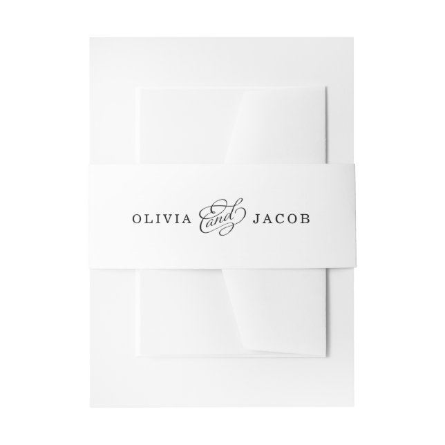 Wedding Charm | Black and White Calligraphy Invitation Belly Band (Front Example)