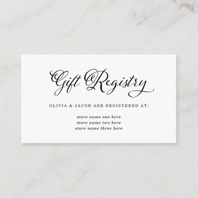 Wedding Charm | Black and White Gift Registry Enclosure Card (Front)