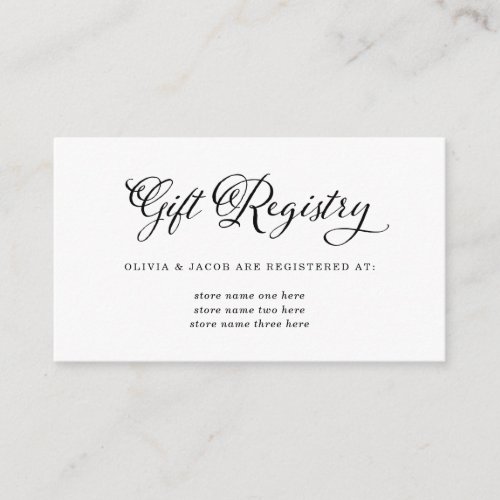 Wedding Charm  Black and White Gift Registry Enclosure Card