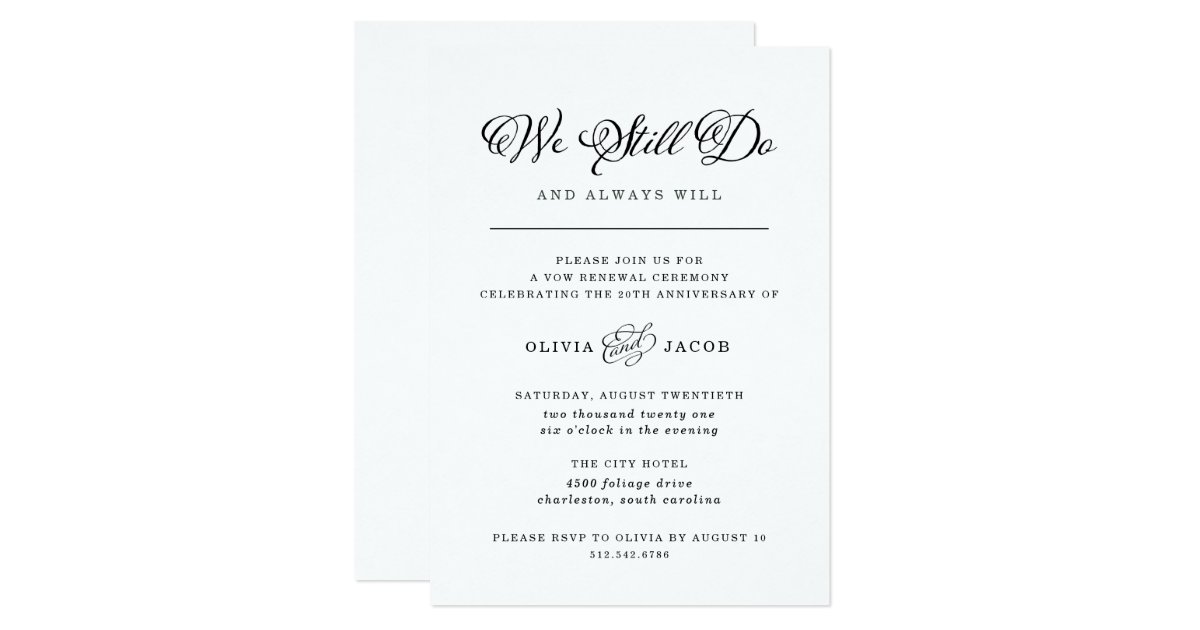  Wedding Charm Black and White Vow Renewal Invitation 