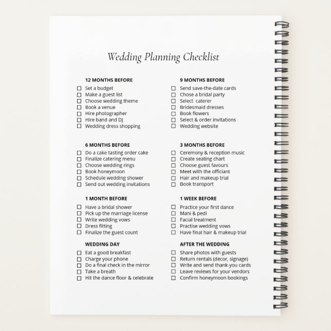 Wedding Checklist Planner (Back)
