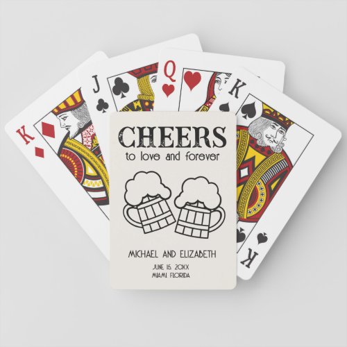 Wedding Cheers Beer Bride Groom Guest Favors Poker Cards