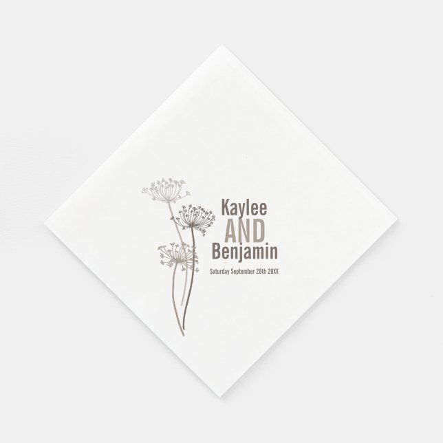 Wedding chervil / cows parsley brown paper napkin (Corner)