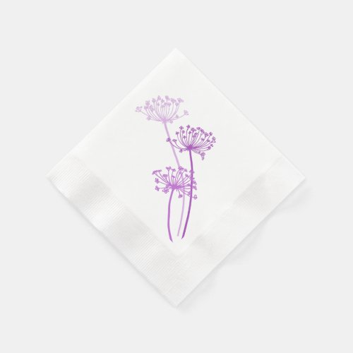 Wedding chervil  cows parsley purple paper napkin