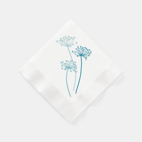 Wedding chervil  cows parsley teal paper napkin