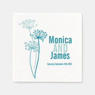 Wedding chervil / cows parsley teal paper napkin