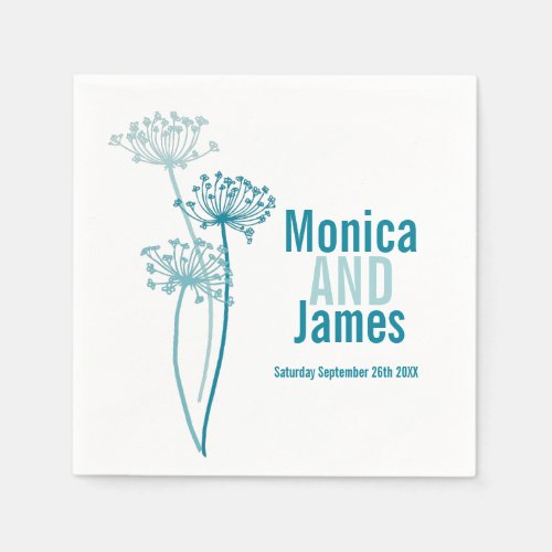 Wedding chervil  cows parsley teal paper napkin