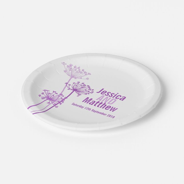 Wedding chervil modern flower custom paper plate (Angled)