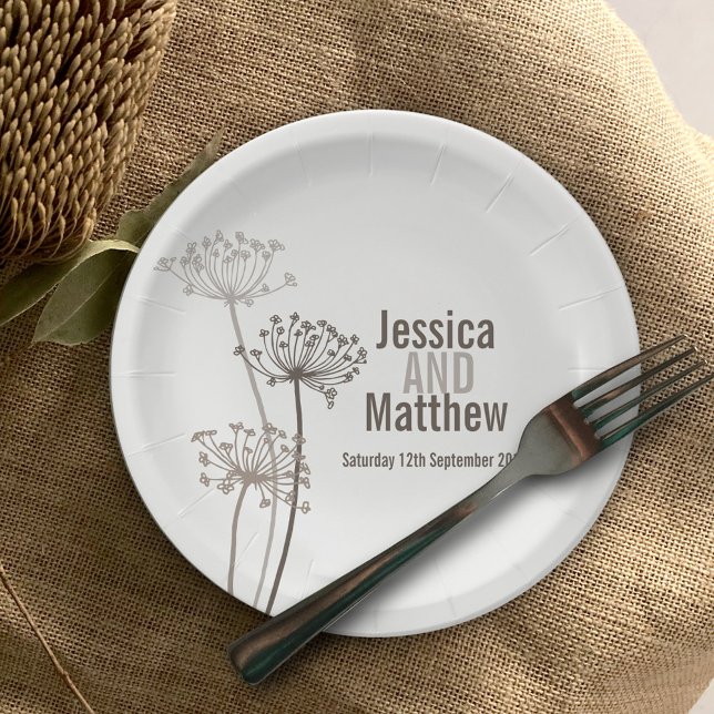 Wedding chervil modern flower custom paper plate (Creator Uploaded)