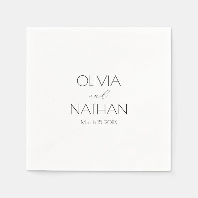 Wedding Chic Black Script Paper Napkin (Front)