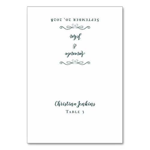 Wedding Chic Calligraphy Emerald Green Place Cards