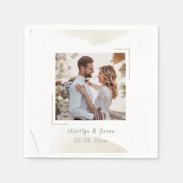 Wedding Chic Minimal Custom photo Napkins (Front)