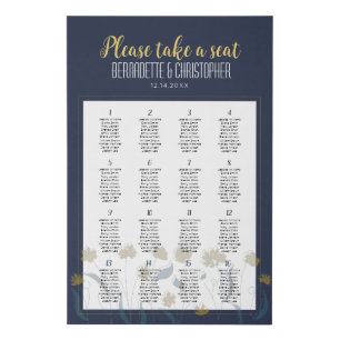 Wedding Chic Modern Elegant Simple Blue Yellow Faux Canvas Print