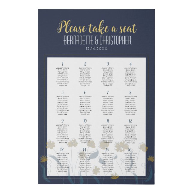 Wedding Chic Modern Elegant Simple Blue Yellow Faux Canvas Print (Front)