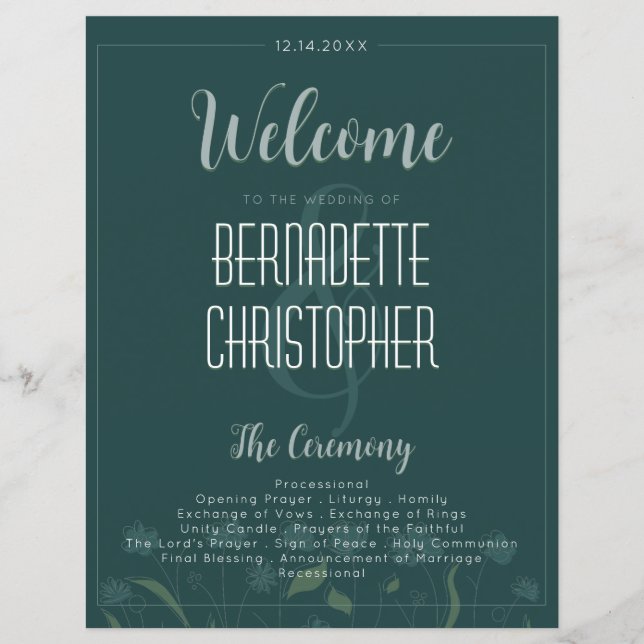 Wedding Chic Modern Elegant Simple Green Emerald (Front)