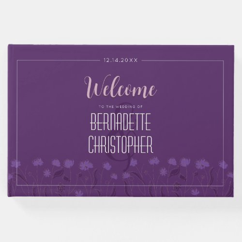 Wedding Chic Modern Elegant Simple Lavender Purple Guest Book