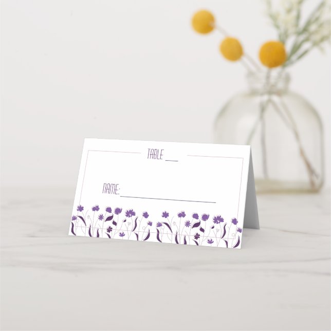 Wedding Chic Modern Elegant Simple Lavender Purple Place Card (Front)