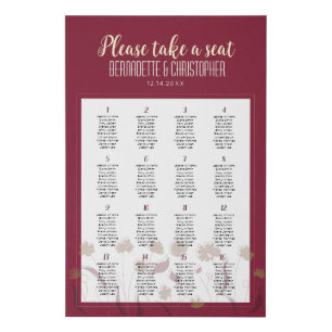 Wedding Chic Modern Elegant Simple Red Wine Faux Canvas Print