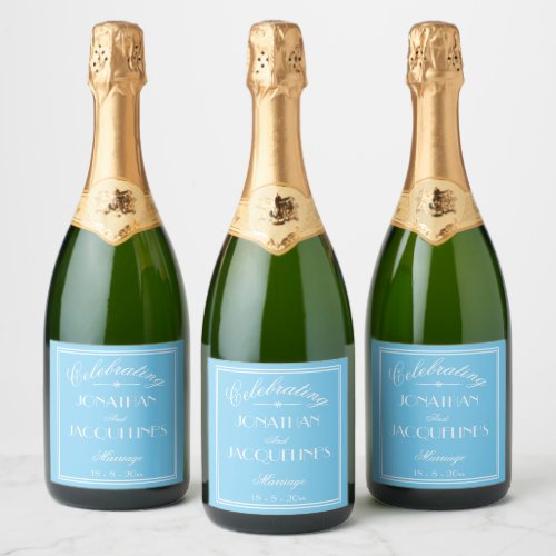 Wedding Chic Personalized Names Script Modern Cool Sparkling Wine Label