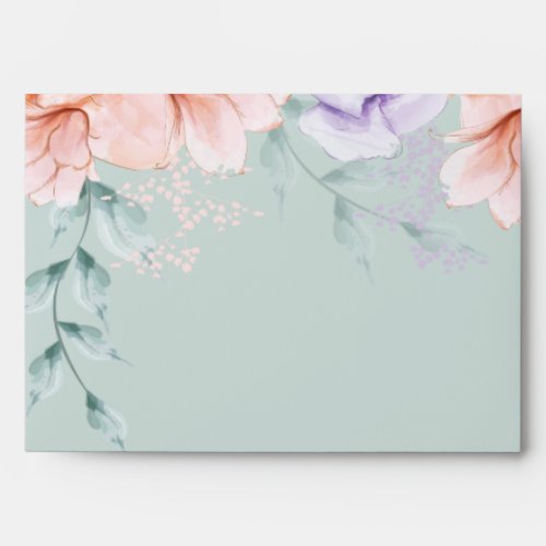 Wedding Chic Trendy Coral and Lilac Aquarelle Envelope