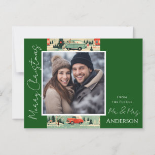 Wedding Christmas Retro Save the Date Postcard
