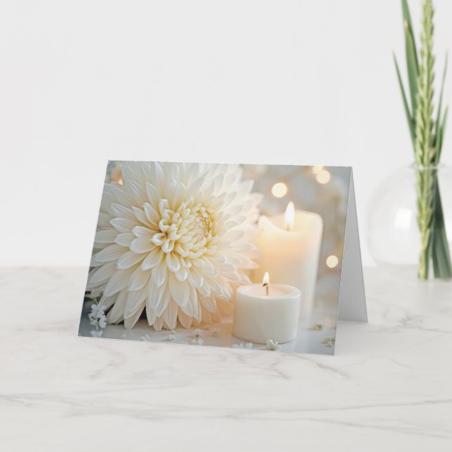 Wedding Chrysanthemum Flower and Candles Card (Front)