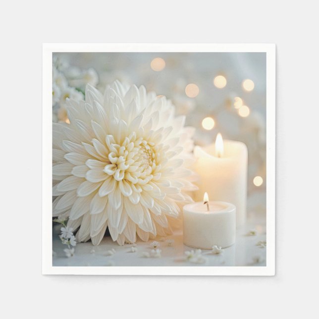 Wedding Chrysanthemum Flower and Candles Napkins (Front)