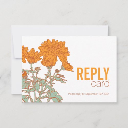 Wedding chrysanthemum orange wedding RSVP QR code