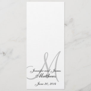 Wedding Church Program Monogram Linen White