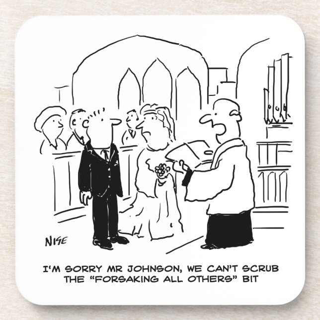 Wedding Church Service Vicar Can't Scrub Vows Beverage Coaster (Front)