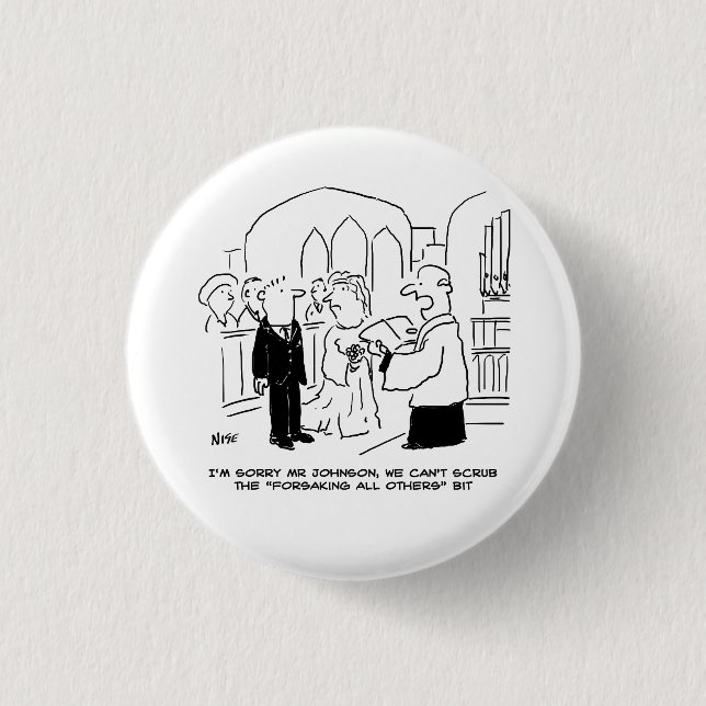 Wedding Church Service Vicar Can't Scrub Vows Button (Front)